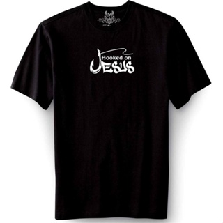 [S-5XL] ใหม่ เสื้อยืด พิมพ์ลาย HOOKED ON JESUS Christian RELIGIOUS สําหรับผู้ชาย