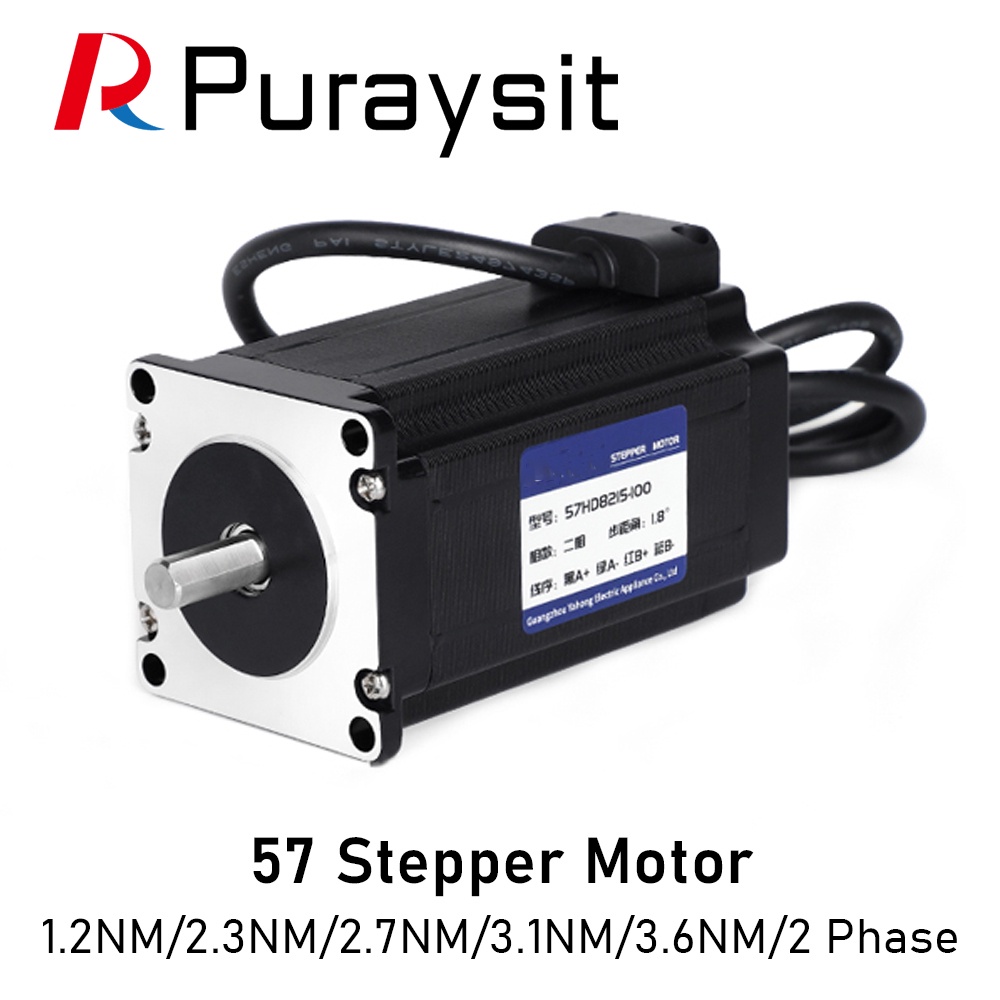 SZ Puraysit 57 Stepper Motor NEMA23 2 เฟส 1.2NM 2.3NM 2.7NM 3.1NM 3.6NM โมดูลเครื่องแกะสลักแรงบิดสูง