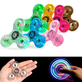 คริสตัลใสไจโร fidget spinners กับแสงเรืองแสงพราวนิ้วส่องสว่างของเล่นเด็ก