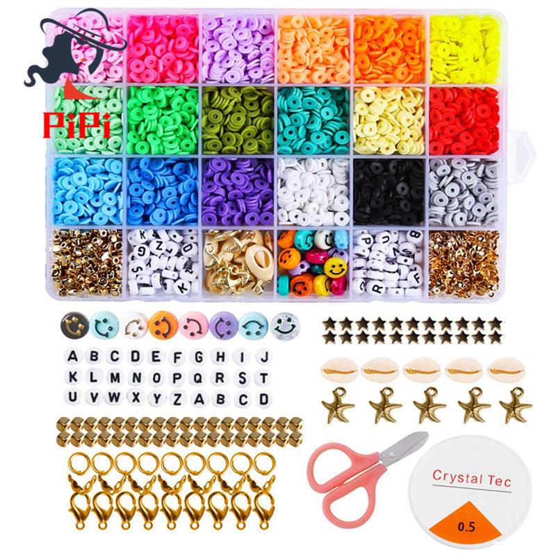 3600Pcs/Box 6mm Clay Bracelet Beads for Jewelry Making Kit,Flat Round Polymer Clay Heishi Beads DIY 