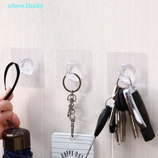 Ulove1bsby ตะขอแขวนผ้าขนหนู แบบใส แข็งแรง มีกาวในตัว 1/10 สําหรับแขวนผ้าขนหนู กระเป๋าถือ
