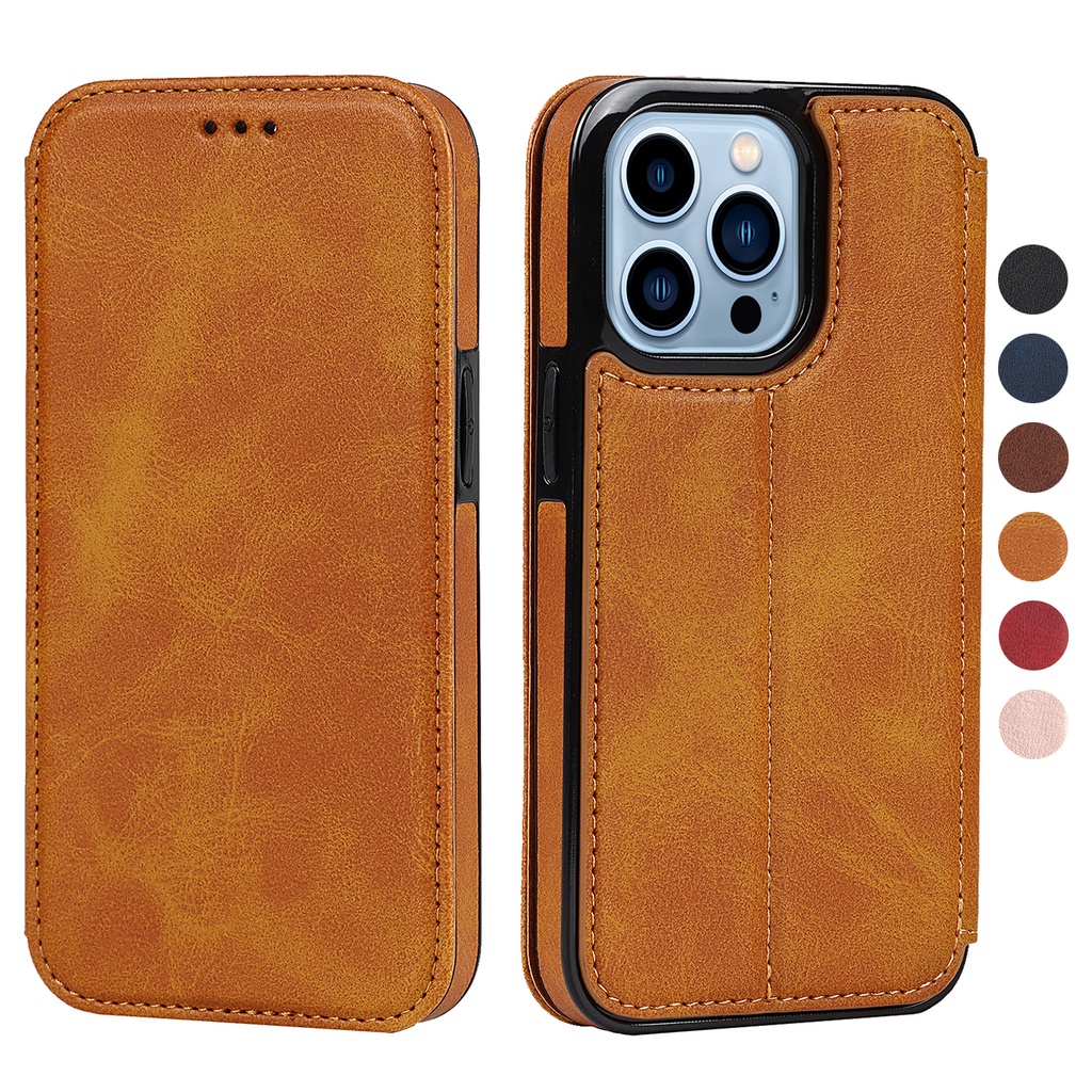 เคสฝาพับ เคสเปิดปิด Case for iPhone 7 8 6 6s Plus SE 2020 2022 SE2 SE3 X XR XS 11 12 13 Pro Max เคสโทรศัพท์หนัง TPU นิ่ม แบบฝาพับแม่เหล็ก พร้อมช่องใส่บัตร บางพิเศษ Ultra Thin PU Leather Case Flip Cover Magnetic Wallet ฝาพับหนัง