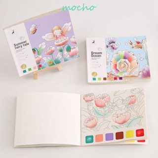 Mocho สมุดระบายสี พร้อมสี และแปรง สําหรับเด็ก ผู้ใหญ่ DIY ของเล่นระบายสี ชุดเครื่องมือศิลปิน อุปกรณ์วาดภาพ กระดาษสีน้ํา