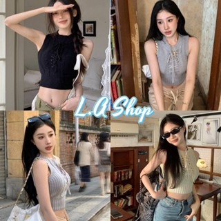 L.A Shop พร้อมส่ง เสื้อกล้ามไหมพรม ดีเทลถักเชือกด้านหน้าคิ้วมากเกาหลีสุด "47209"