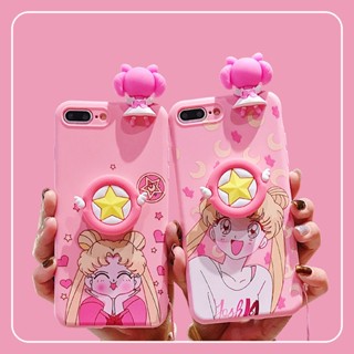 เคสโทรศัพท์มือถือนิ่ม ลายการ์ตูนเซเลอร์มูนน่ารัก พร้อมสายคล้อง และขาตั้ง สําหรับ Samsung Galaxy A12 F12 M12 A13 4G A13 5G A14 A14 5G S23 S23 Plus S23 Ultra Note 10 Note 10 Ultra