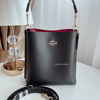 COACH 💯%  COACH CA177 MOLLIE BUCKET BAG 22 - BLACK กระเป๋าสะพายข้าง กระเป๋าถือ