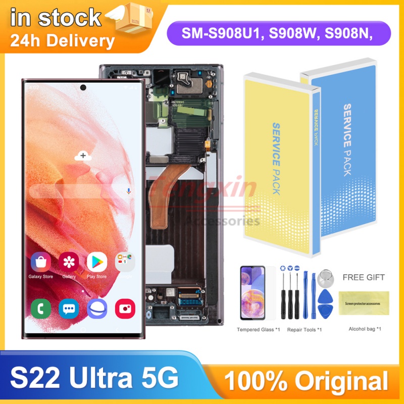 6.8 แบบไดนามิก AMOLED สําหรับ Samsung Galaxy S22 Ultra 5G จอแสดงผล Lcd หน้าจอสัมผัสสําหรับ Samsung S