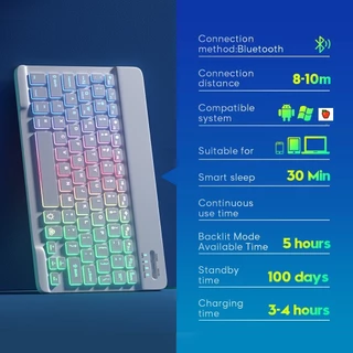 GOOJODOQ คีย์บอร์ดไทย ใหม่แบ็คไลท์ไล่โทนสี Bluetooth keyboard,เมาส์ไร้สาย,คีย์บอร์ด ipad