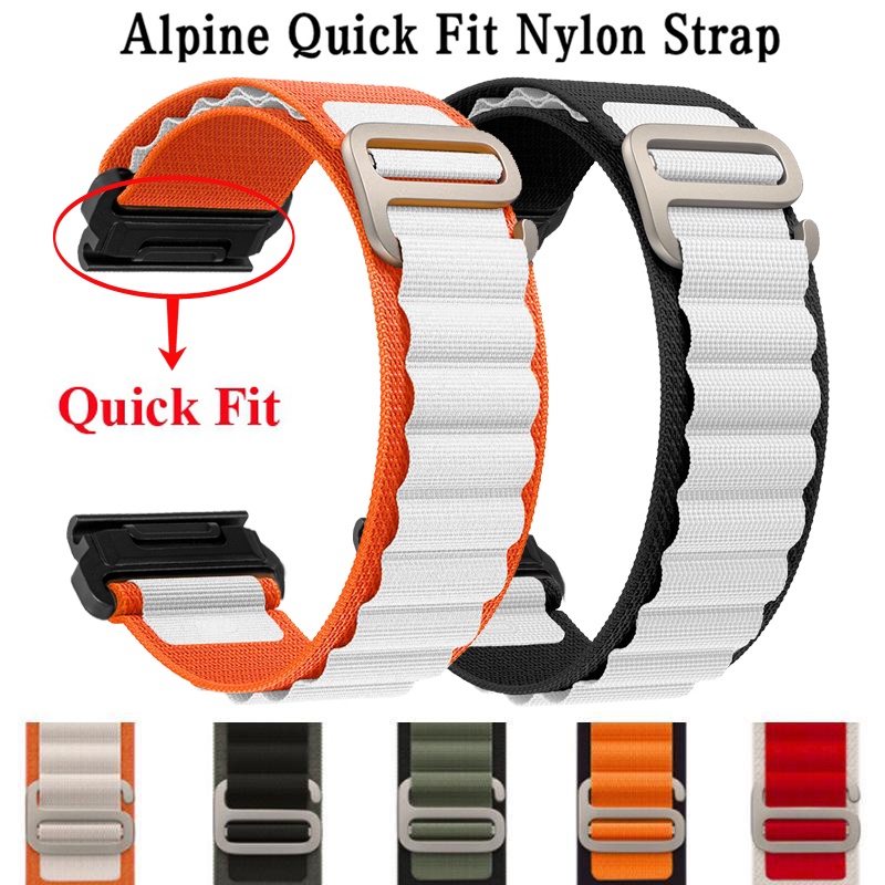 26 มม.22 มม.Alpine Nylon Loop Band กีฬา Quick Fit สายรัดสําหรับ Garmin Approach S70 47 มม.S60 S62 Tactix 7 Pro Delta Solar
