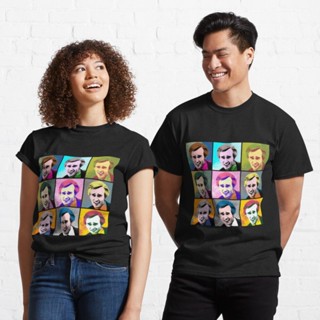 เสื้อยืดคอกลม เสื้อยืดผ้าหนา เสื้อไม่ต้องรีด tshirt เสื้อยืดคอกลมแขนสั้น Alan Partridge Warhol Inspired Pop Art 3x3 Cla