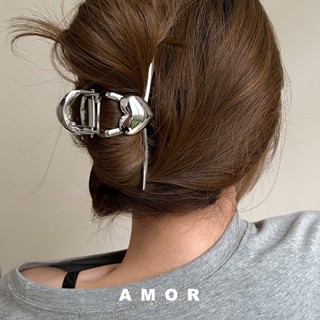 Metal love large shark clip Hair scratch Back of head hairpin Headdress Advanced sensory hair female