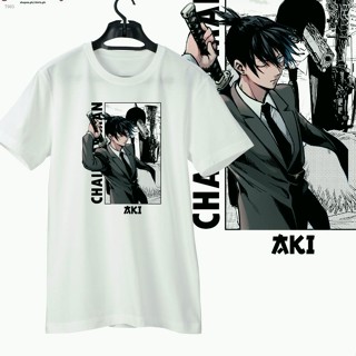 tshirt ☊Chainsaw Man เดนจิ นักล่าปีศาจ และ นักล่าปีศาจ อากิ เสื้อยืดอนิเมะ(S-5XL)