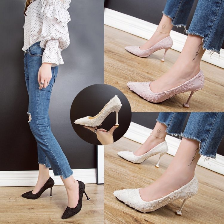 🔹ขายด่ว☀️[Taobao]รองเท้าส้นสูงสาวน้อยสดใสสไตล์เกาหลี  รองเท้าคัชชูหัวแหลมส้นเข็มแบบเจ้าหญิง