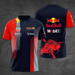 F1 เสื้อยืดคอกลม แขนสั้น พิมพ์ลาย Red Bull Fans พลัสไซซ์ สําหรับทุกเพศ