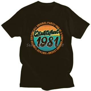 เสื้อยืดผู้ชาย90 - แฟชั่นวินเทจก่อตั้ง1981เกิดใน80Sเสื้อยืดผู้ชายวันเกิดครบรอบ40ปีเสื้อยืดลําลองเสื_03