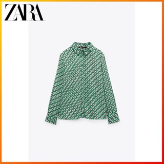 Zara เสื้อเชิ้ต พิมพ์ลายเรขาคณิต สไตล์ใหม่ ฤดูใบไม้ร่วง สําหรับผู้หญิง 2492154 330