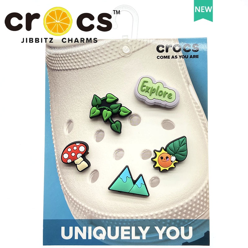 jibbitz Crocs ชุดจี้หัวเข็มขัด รูปดอกไม้ สีเขียว อุปกรณ์เสริม สําหรับรองเท้า ตัวติดรองเท้า crocs