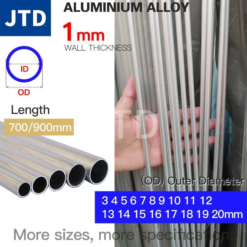 Jtd ท่ออลูมิเนียม หนา 1 มม. ยาว 700/950 มม. คุณภาพสูง ขนาด 3-20 มม.