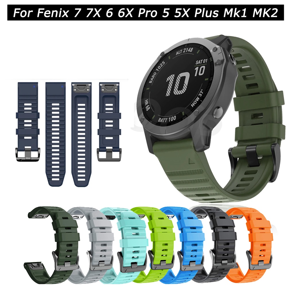 ซิลิโคน Quick Release Easy Fit Band สําหรับ Garmin Fenix 7 7X 6 6X pro 5 5X Plus MK1 MK2 สัญชาตญาณ 2 2x
