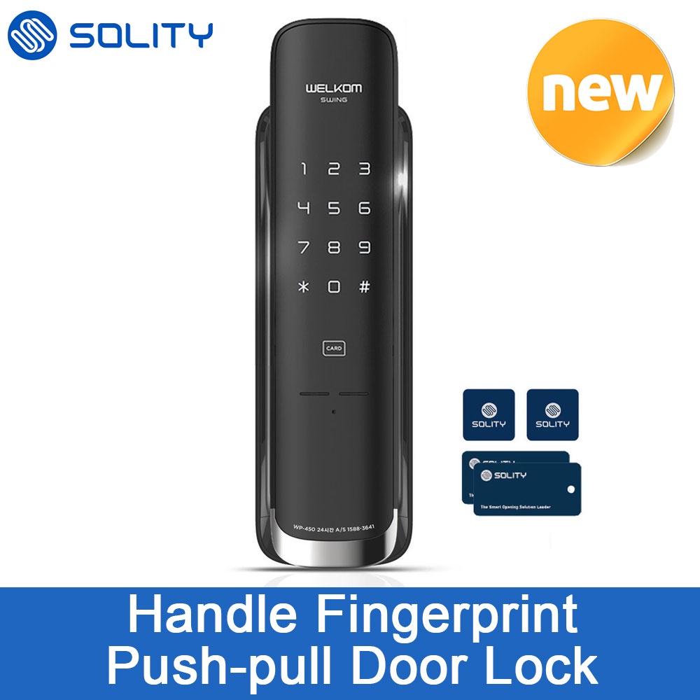 SOLITY WP-450B Handle Fingerprint Push Pull Door Lock No Punching WELKOM Korea
