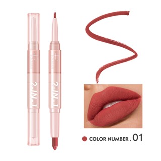 Pudaier 2 In 1 ลิปสติกเนื้อแมตต์ และลิปไลเนอร์ ดินสอเขียนขอบปาก สีนู้ด เครื่องสําอาง ลิปบาล์ม ครีมแมตต์ ลิปบาล์ม ลิปไลเนอร์