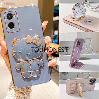 เคส Oppo A57 เคส Oppo A55 Casing Oppo A16K Cover Oppo A16E Cases Oppo A52 เคส Oppo A72 เคส Oppo A74 Case Oppo A92 Case Oppo A95 Case Cute Anime Cartoon Vanity Mirror Hello Kitty Holder Phone Case With Metal Sheet TK โทรศัพท์มือถือ ลายการ์ตูนคิตตี้น่ารัก