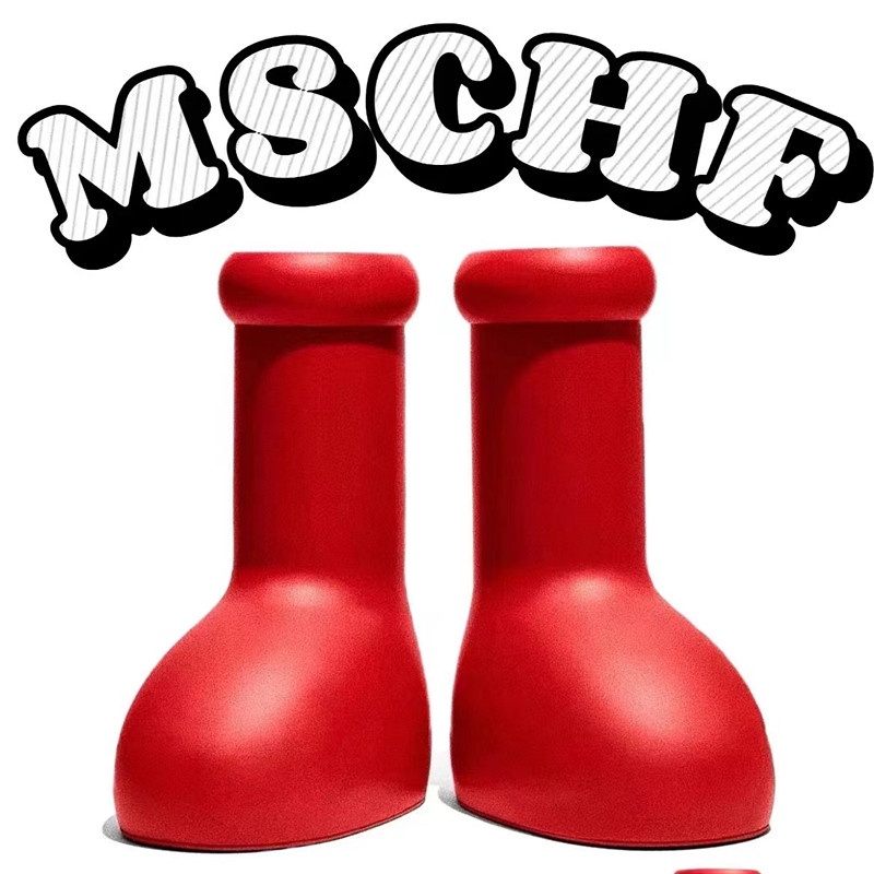Mschf Astro Boy รองเท้าบูท กันน้ํา สีแดง ขนาดใหญ่ สําหรับผู้ชาย และผู้หญิง (ไซซ์: 34-45)