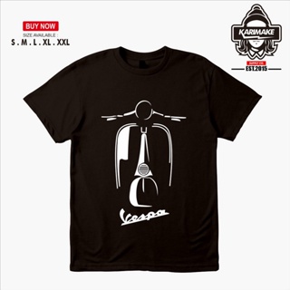 เสื้อยืดผู้ชาย เสื้อยืดคอกลม❀Vespa VBB Motorcycle T-Shirt Automotive T-Shirt - Karimakefrom S-5XL