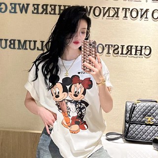 【พร้อมส่ง】เสื้อยืดคอกลม แขนสั้น ผ้าฝ้าย 100% ทรงหลวม โอเวอร์ไซซ์ สไตล์เกาหลี แฟชั่นฤดูร้อน สําหรับผู้หญิง 2023