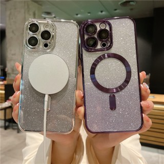 เคสโทรศัพท์มือถือ ซิลิโคนนิ่ม แต่งกลิตเตอร์ ไล่โทนสี หรูหรา สําหรับ iPhone 14 Pro Max 13 12 11 Pro Max