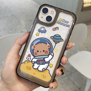 เคสโทรศัพท์มือถือแบบนิ่ม TPU ใส กันกระแทก ลายนักบินอวกาศ หมีน่ารัก สําหรับ IPhone 11 14 13 12 Pro Max XS Max XR X 8 7 6S 6 14 Plus