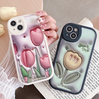 เคสโทรศัพท์มือถือแบบนิ่ม TPU ลายดอกทิวลิป 3D แฟชั่น สําหรับ OPPO A5S A5 A7 A3S A15 A15S A35 A16 A31 A92 A55 A52 A74 A53 A54 A36 A83 A57 F11 F9 Pro A93 A9 2020