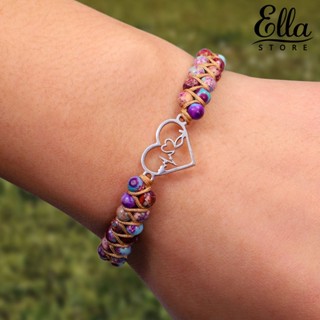 Ellastore123 สร้อยข้อมือสเตนเลส แบบถัก สองชั้น รูปหัวใจ ปรับได้ เครื่องประดับ สําหรับคู่รัก