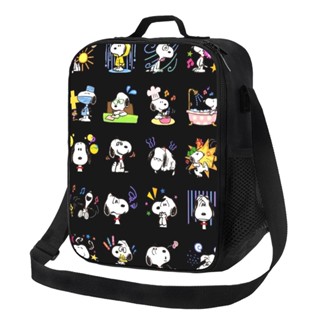 กระเป๋าใส่กล่องอาหารกลางวัน มีฉนวนกันความร้อน ลายการ์ตูน Snoopy นํากลับมาใช้ใหม่ได้