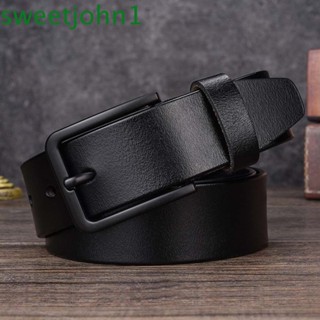 SWEETJOHN Men Belts Cowhide Black Cowskin Male Jeans Belts High Quality Business Style Men Waist Strap