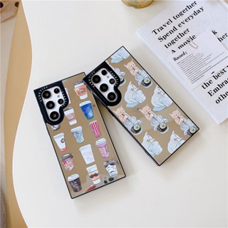 CASETIFY เคสโทรศัพท์มือถือ TPU กันกระแทก ลายแมวดื่มกาแฟ สําหรับ Samsung Galaxy s23 Ultra s23 Plus s23+ S22 Ultra