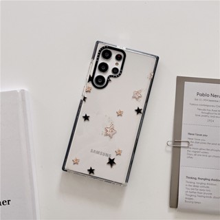 เคสโทรศัพท์มือถือ TPU นิ่ม แบบใส ขอบสีดํา กันกระแทก ลาย【ดาวน้อย】CASETiFY เรียบง่าย สําหรับ Samsung Galaxy S23 Ultra Plus S22 Ultra Plus s21 s20 Ultra Plus