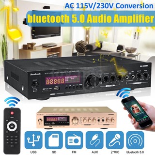 เครื่องขยายเสียงสเตอริโอ บลูทูธ 5.0 2000W EQ 2CH AUX USB FM SD สําหรับบ้าน รถยนต์