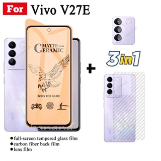 (3 In 1) กระจกนิรภัยกันรอยเลนส์กล้อง เซรามิค สําหรับ Vivo V27e V25e V23e V21e V25 V23 V21 Y16 Y02 Y22S Y02S Y35 Y76 Y77 Y21S Y21T Y15S Y15A Y01