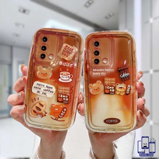 เคสโทรศัพท์มือถือแบบนิ่ม กันรอยเลนส์กล้อง ลายหมีกาแฟ สําหรับ OPPO A17 A17K A54 A5S A57 A57S A57E A3S A15 A76 A96 A16 A95 A55 A7 A5 A9 A31 A53 A33 2020 A77S A12 A12S เคส