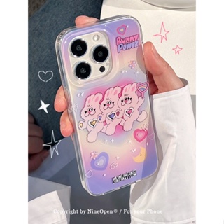 Huiwanju เคสโทรศัพท์มือถือนิ่ม ลายกระต่าย หัวใจ เด็กผู้หญิง สามมิติ สําหรับ ip14ProMax ip13 12