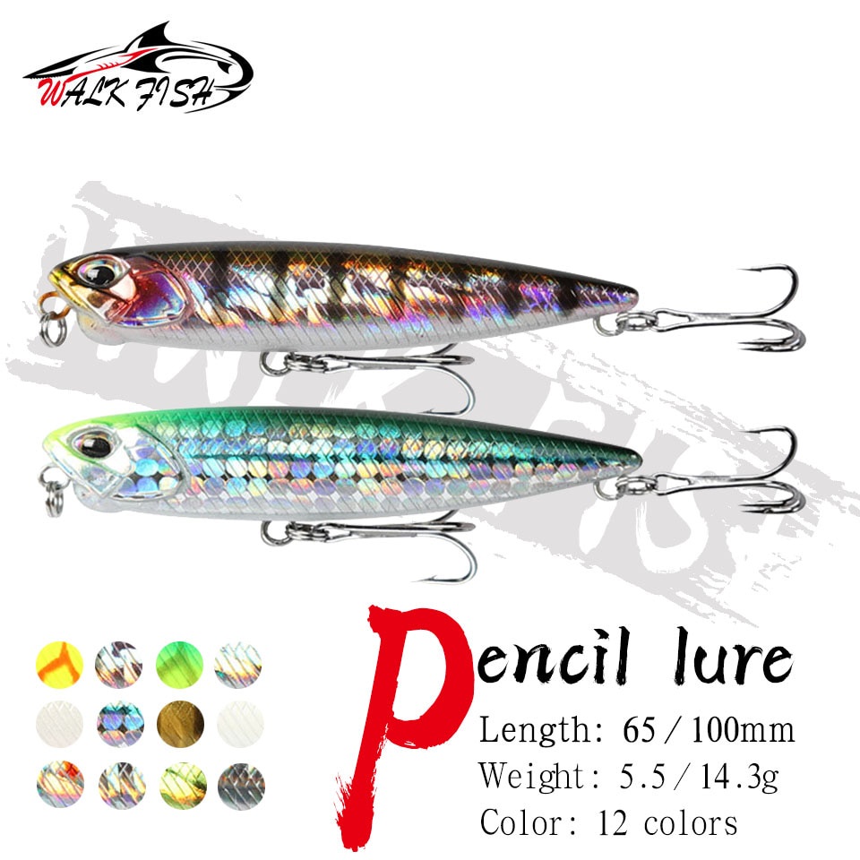 Walk Fish เหยื่อตกปลา ลอยน้ํา 5.5 กรัม 14.3 กรัม สําหรับปลาไพค์ ไอสก้า