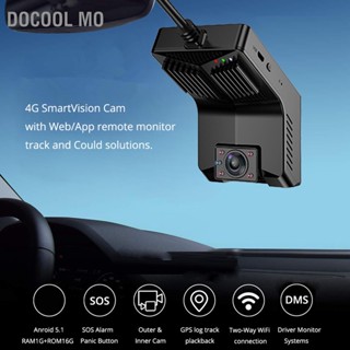 Docool Mo จอภาพระยะไกล 24 ชม. 4G WiFi Dual Dash Cam เครื่องบันทึกการขับขี่ในรถยนต์ GPS Tracking G Sensor 9V‑16V