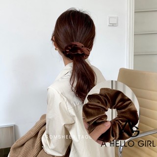 A HELLO GIRL ยางรัดผม ผ้ากํามะหยี่ สีดํา สไตล์เกาหลี เรโทร เครื่องประดับ สําหรับผู้หญิง