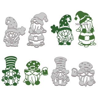 1Set St. Patricks Day Gnome Cutting Dies Metal Dwarf Clover Hat Die Cuts Embossing Stencils Template for Paper Card Making Decoration DIY Scrapbooking Album Craft Decor