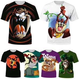 ใหม่ เสื้อยืดคอกลม แขนสั้น พิมพ์ลาย Looney Tunes Taz-Mania 3D แฟชั่นฤดูร้อน สําหรับผู้ชาย และผู้หญิง XS-5XL 2023