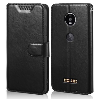 เคสโทรศัพท์หนัง PU แบบฝาพับ พร้อมช่องใส่บัตร สําหรับ Motorola MOTO Z4 Play