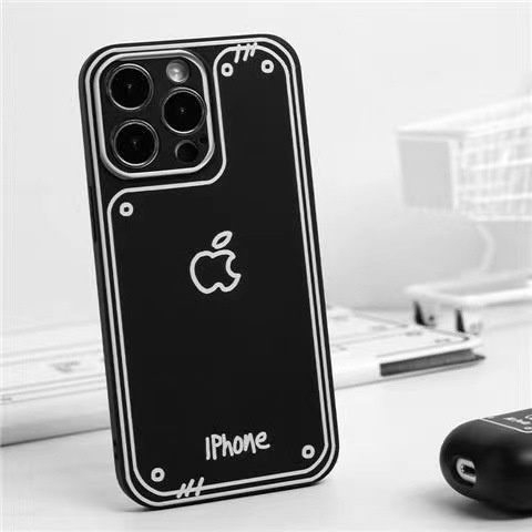 สีดําสีขาวสายเคสโทรศัพท์เหมาะสําหรับiPhone14pro max Apple 13 12ซิลิโคน11ป้องกันกรณี7/8p/XSมือวาดxสอง