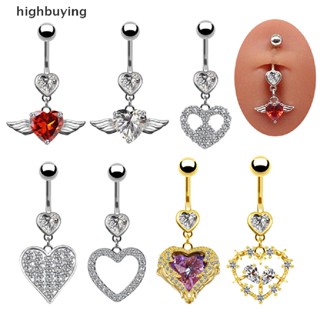 [highbuying] จิวสะดือ สเตนเลส จี้รูปหัวใจ เครื่องประดับ สําหรับผู้หญิง