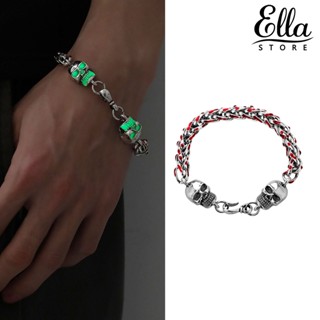 Ellastore123 สร้อยข้อมือ สายโซ่หนา เรืองแสง สีแดง เครื่องประดับแฟชั่นคู่รัก